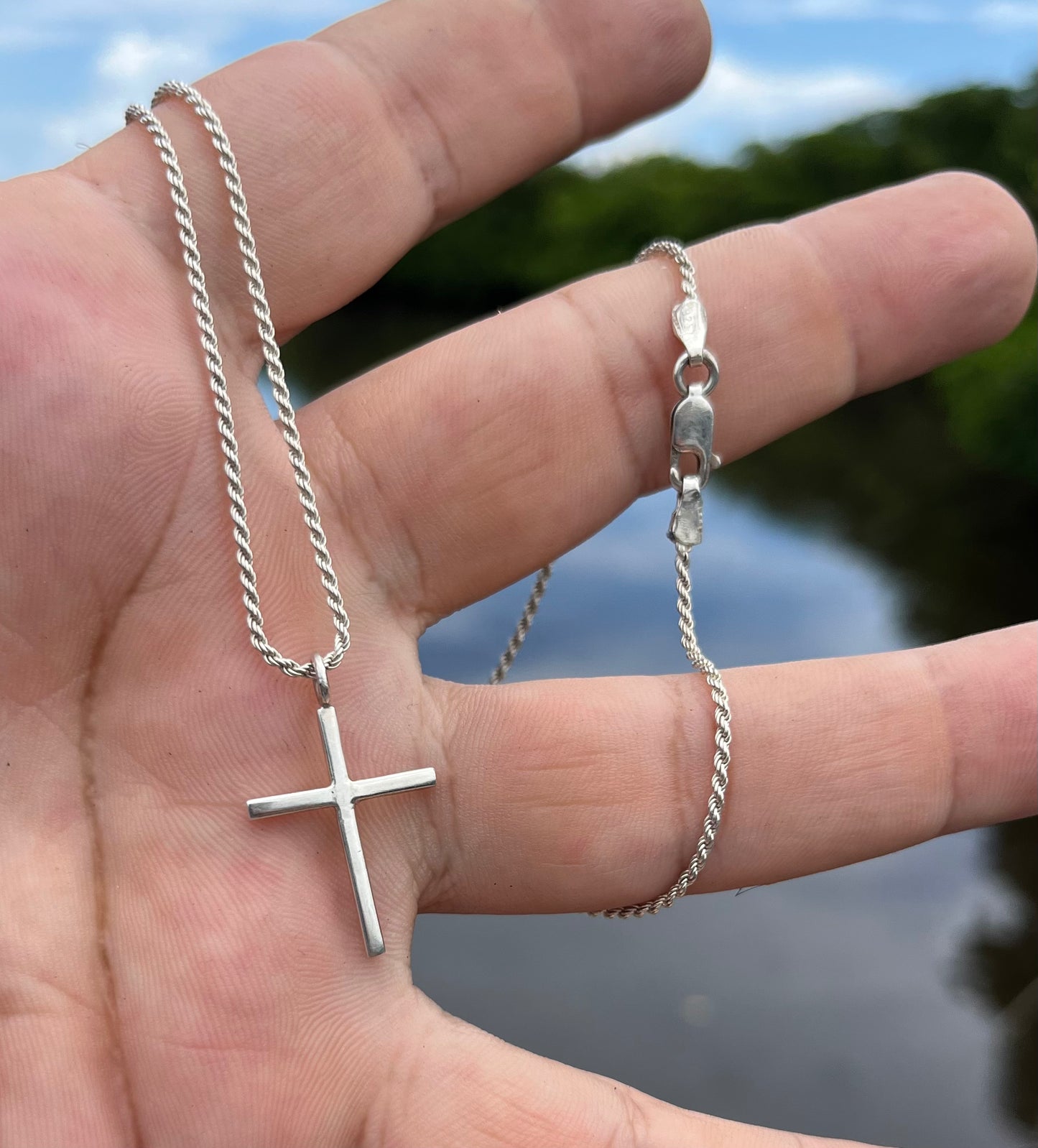 Silver cross necklace